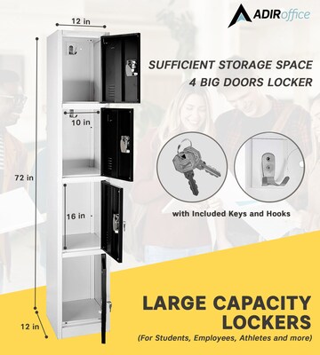 AdirOffice 72" 4-Tier Black Storage Locker (629-204-BLK)