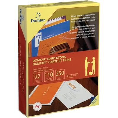 Domtar® 110 lb. Card Stock, Canary Yellow, 8-1/2x11", 250 Sheets per Pack