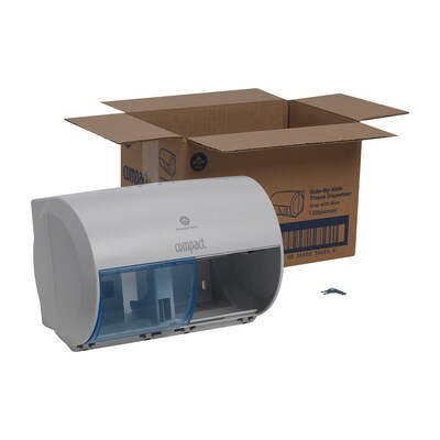 Georgia-Pacific Compact 2-Roll Side-by-Side Coreless Toilet Paper Dispenser, Gray (56783A)