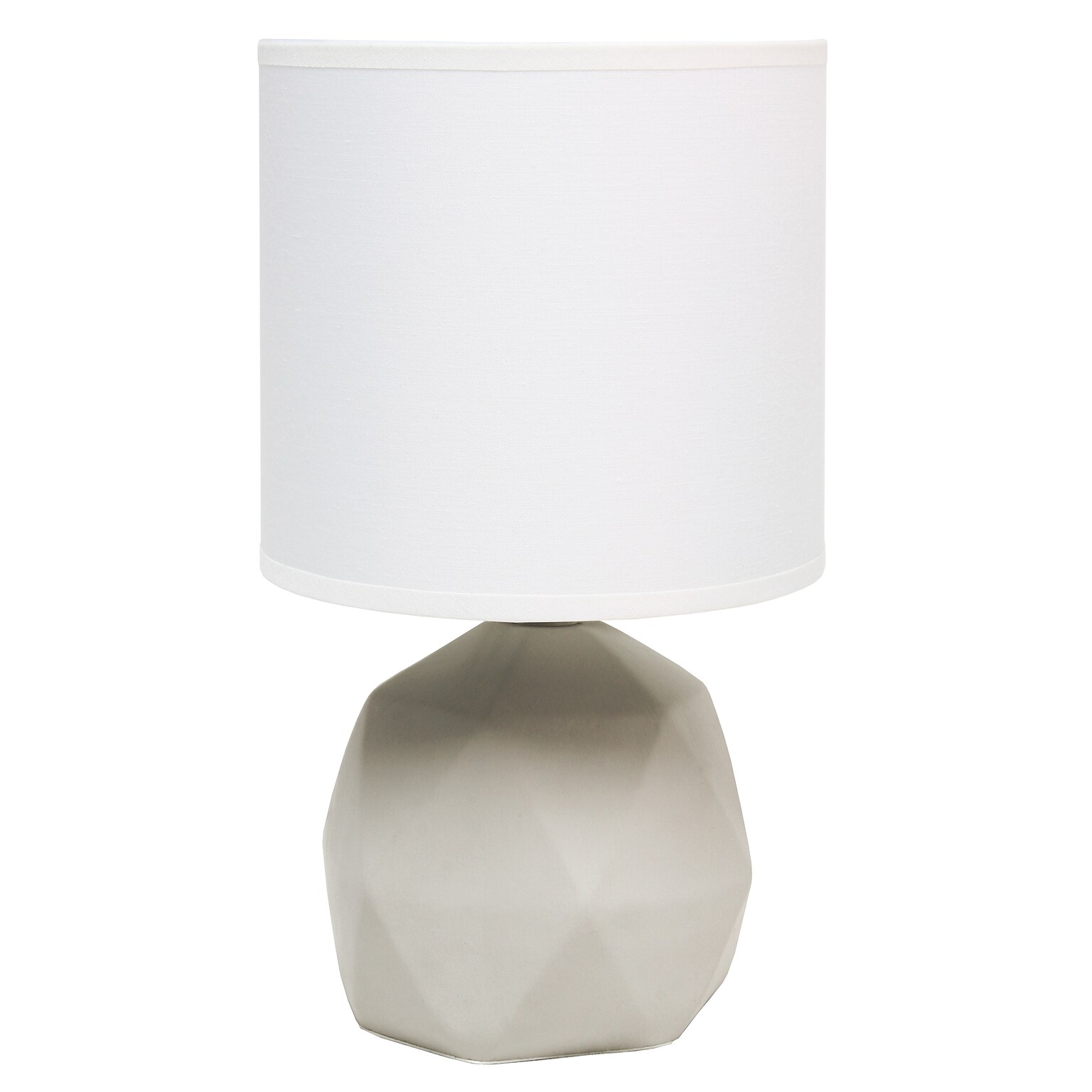 Simple Designs Geometric Concrete Lamp, White (LT2060-WHT)