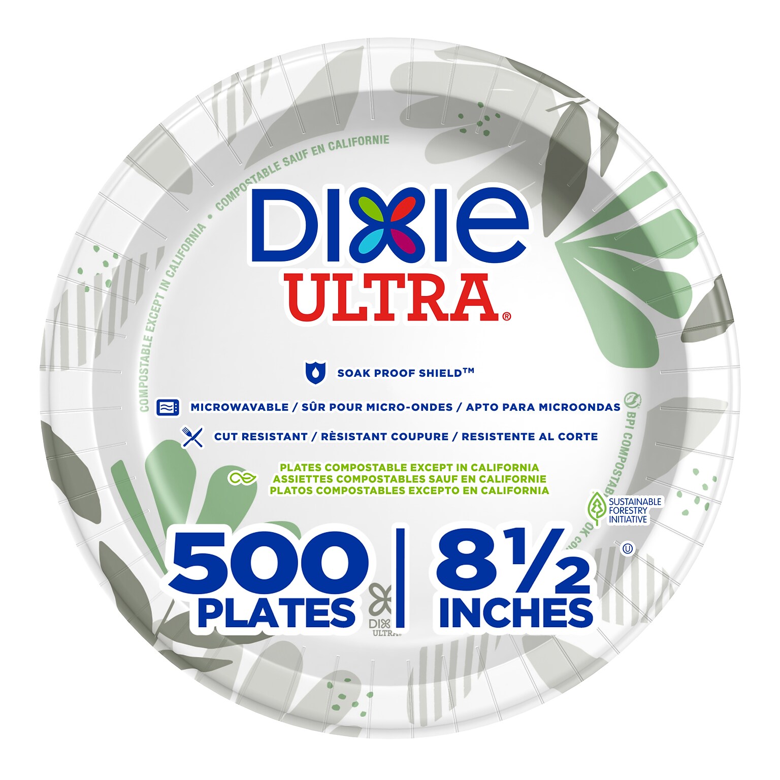 Dixie Ultra Pathways 8.5 Paper Plates, Multicolored, 500/Carton (SXP9PATH)