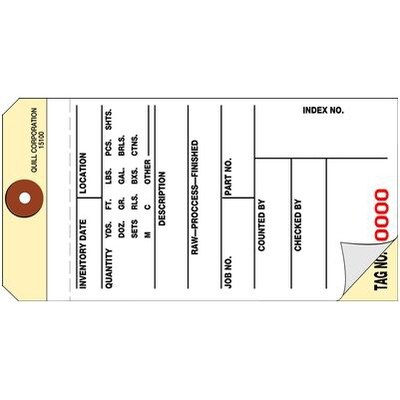 Quill Brand® Inventory Tags, 2-part style, Sequence:  000-499, 500/Box