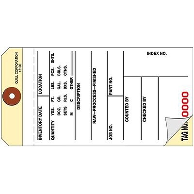 Quill Brand® Inventory Tags, 2-part style, Sequence:  000-499, 500/Box