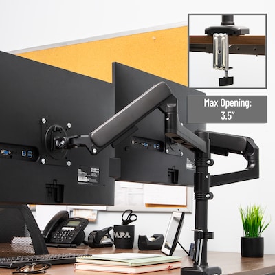 Mind Reader Dual Monitor Arm for 13" - 32" Monitor, Gas Spring VESA Desk Mount, Black (AGTILTDB-BLK)