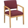 Lesro Lenox Series Reception Furniture in Oak Finish with Burgundy Fabric; Guest Chair with Arms