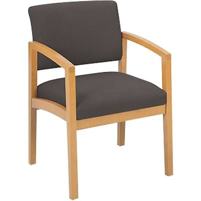 Lesro Lenox Series Reception Furniture in Oak Finish with Grey Fabric; Guest Chair with Arms