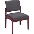 Lesro Lenox Series Reception Furniture in Mahogany Finish with Grey Fabric; Guest Chair without Arms