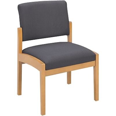 Lesro Lenox Series Reception Furniture in Oak Finish with Grey Fabric; Guest Chair without Arms