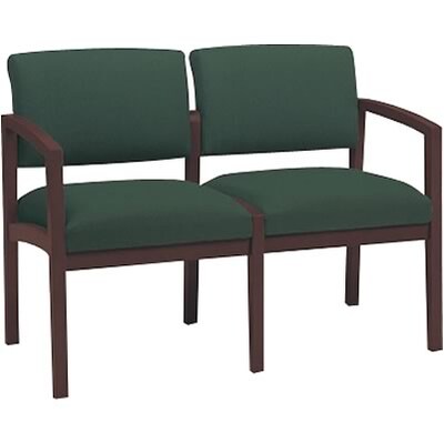 Lesro Lenox Series Reception Furniture in Mahogany Finish with Hunter Fabric; 2-Seat Sofa