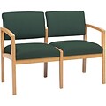 Lesro Lenox Series Reception Furniture in Medium Oak Color Finish with Hunter Fabric; 2-Seat Sofa