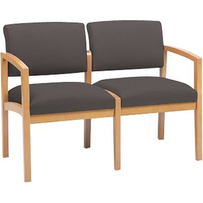 Lesro Lenox Series Reception Furniture in Oak Finish with Grey Fabric; 2-Seat Sofa