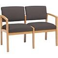 Lesro Lenox Series Reception Furniture in Oak Finish with Grey Fabric; 2-Seat Sofa