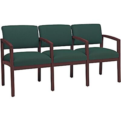 Lesro Lenox Series Reception Furniture in Mahogany Finish with Hunter Fabric; 3-Seats with Arms