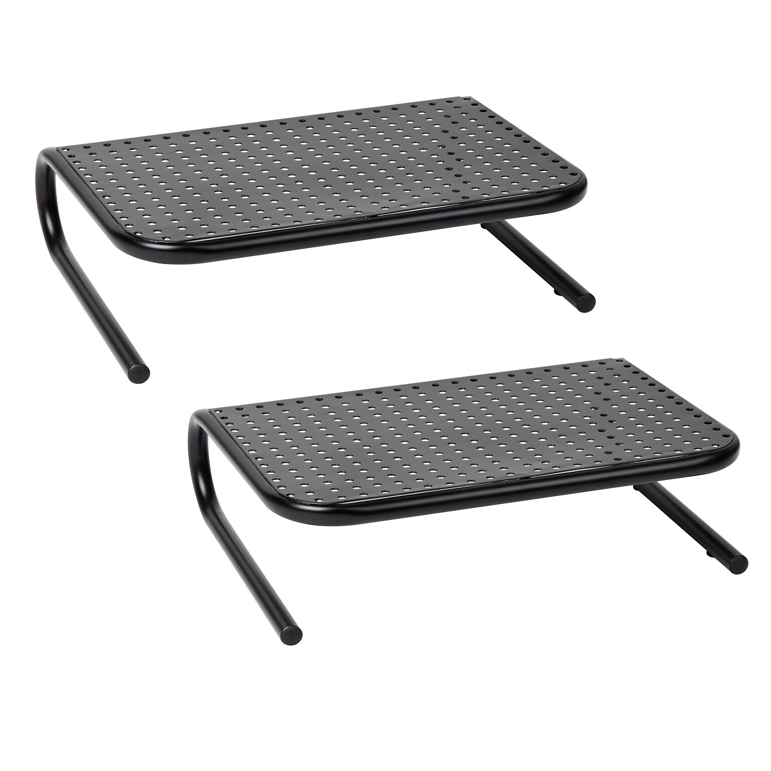 Mind Reader Elevate Collection Metal Monitor Stand, Holds up to 40 lbs., Black, 2/Pack (2METMONST-BLK)