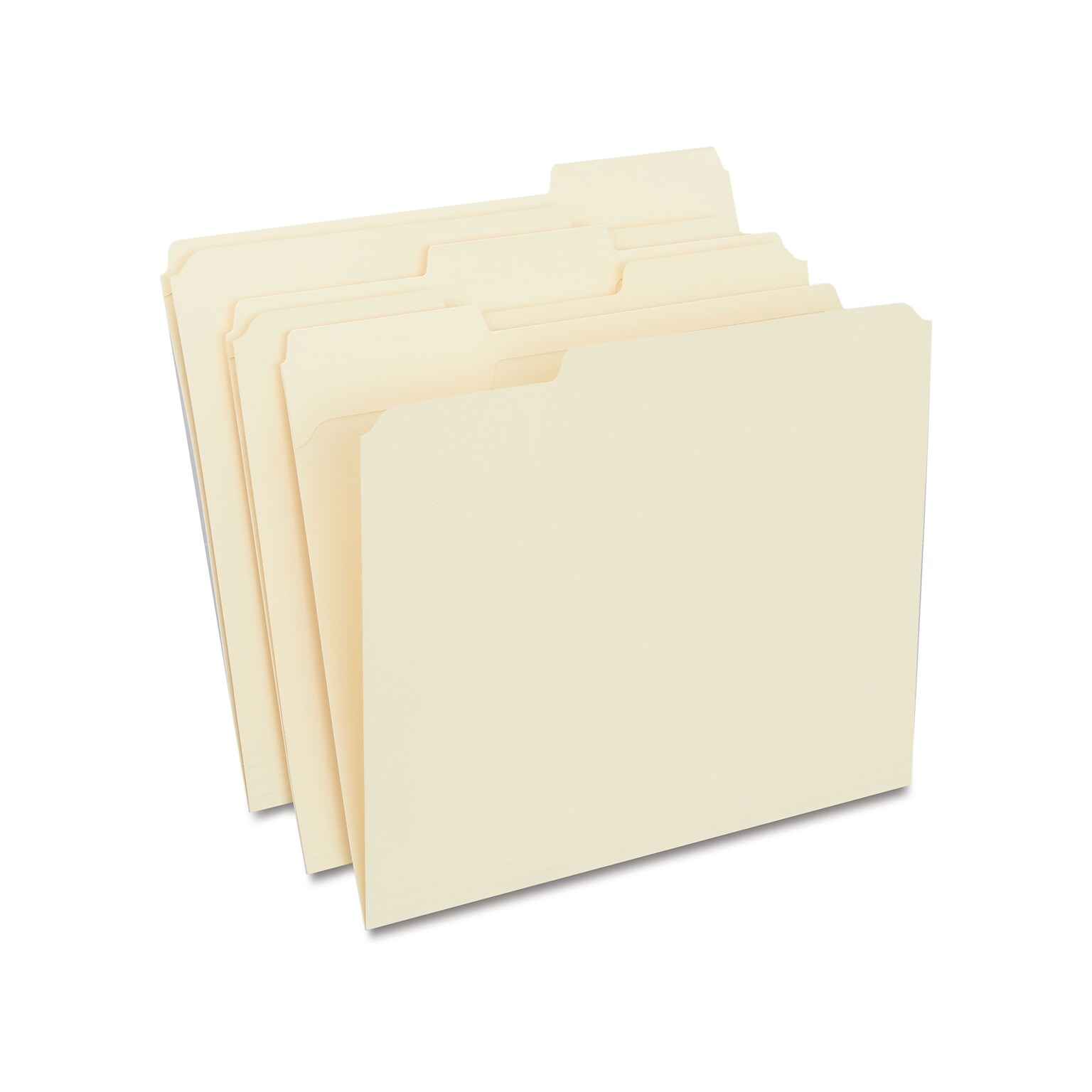 Quill Brand® Premium Reinforced File Folders, Assorted Tabs, 1/3-Cut, Letter Size, Manila, 100/Box (751137)