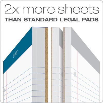 TOPS Double Docket Writing Tablet, 8-1/2 x 11-3/4, Legal Ruled, White, 100 Sheets/Pad (63379)