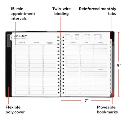 2026–2027 Staples 7 x 9 Academic Weekly and Monthly Appointment Book, Black (ST25497-27)