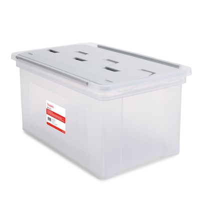 Staples Hanging File Box, Wing Lid, Letter Size, Clear (TR58300)