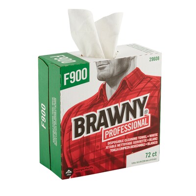 Brawny Industrial FLAX 900 Heavy Duty Assorted Materials Cleaning Wipers, 9 x 16.5, White, 10/Carton (29608)