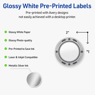 Avery Circle Multipurpose Labels, 2 Dia., White, 120/Pack (19479370603)