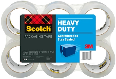 Scotch Heavy Duty Packing Tape, 1.88 x 54.6 yds., Clear, 6/Pack (38506)