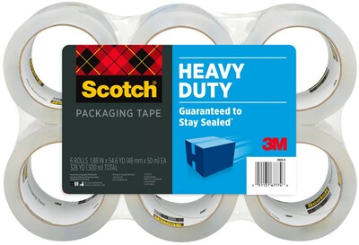 Scotch Heavy Duty Shipping Packaging Tape, 1.88 Inches x 800 Inches, 6 Rolls with Dispenser (142-6)