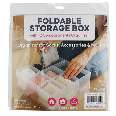 Foldable Storage Box With 12 Compartments Organizer