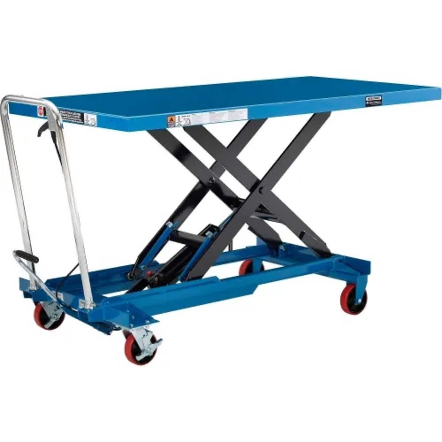 Global Industrial Long Deck Mobile Scissor Lift, Oversized 63 x 32 Platform, 1100 Lb Capacity (988932)