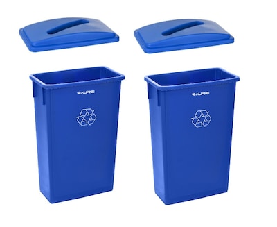 Alpine Industries Polypropylene Recycling Bin, 23 Gallon, Blue, 2/Pack (ALP477-R-BLU-PKG3-2)