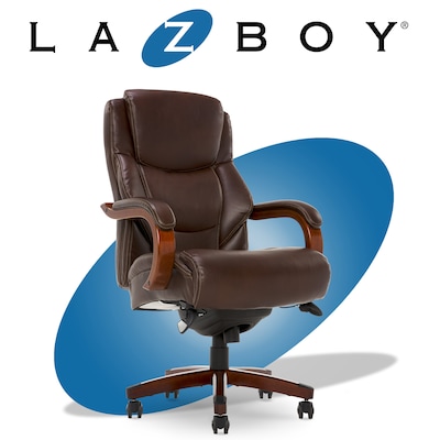 La-Z-Boy Delano Ergonomic Leather Executive Big & Tall Chair, 400 lb. Capacity, Brown (45833OSS)