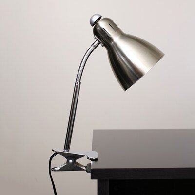 Simple Designs Adjustable Clip Light LED Desk Lamp, 15.50", Brushed Nickel (LD2016-BSN)