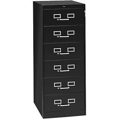 6-Drawer Multimedia Cabinet For 6 x 9 Cards; Black; 32,600 Card Capacity; 52Hx21-1/4Wx28-1/2D