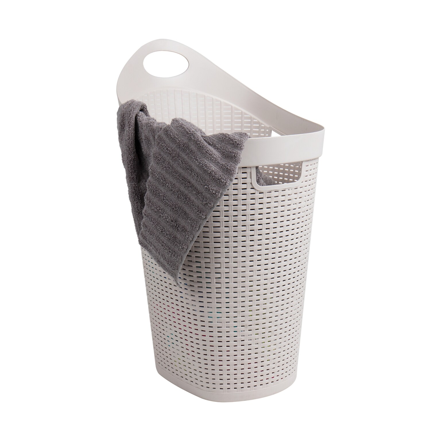 Mind Reader Rolling Plastic Laundry Basket, Ivory (60HWHEEL-IVO)