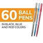 BIC Round Stic Xtra-Life Ballpoint Pen, Medium Point, Assorted Ink, 60/Pack (GSM609-AST)