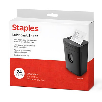 Staples Shredder Lubricant Sheets, 8.5 x 6, 24/Pack (36395)