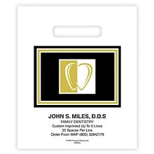 Medical Arts Press® Dental Personalized Small 2-Color Supply Bags; 7-1/2x9, Gold/Black Tooth, 100 B