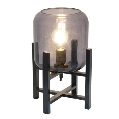 Creekwood Home 13.5 LED Table Lamp, Black/Smoky Glass (CWT-1000-SM)
