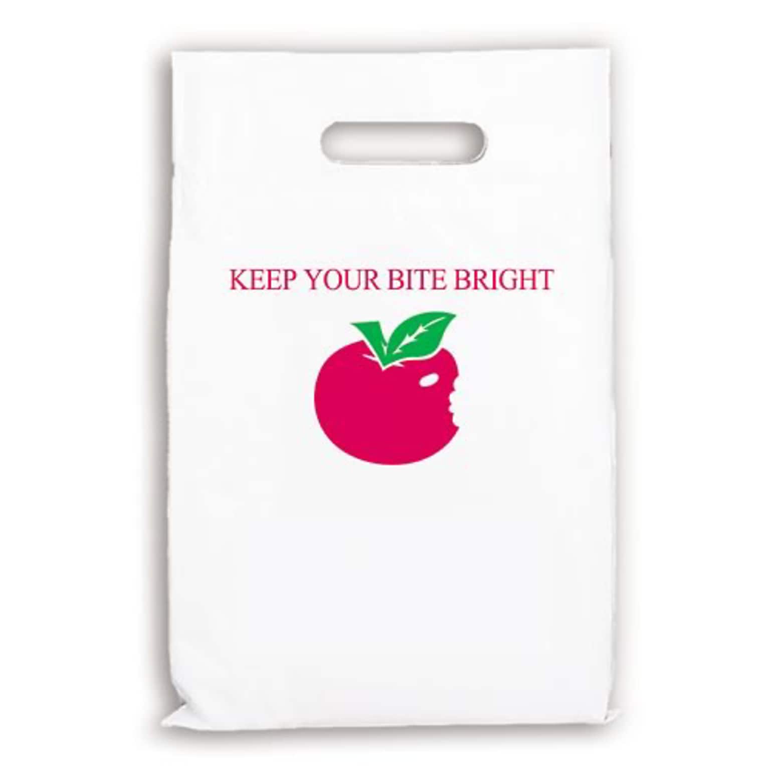Medical Arts Press® Dental Personalized Large 2-Color Supply Bags; 9 x 13, Apple/Keep Bite Bright, 100 Bags, (606311)
