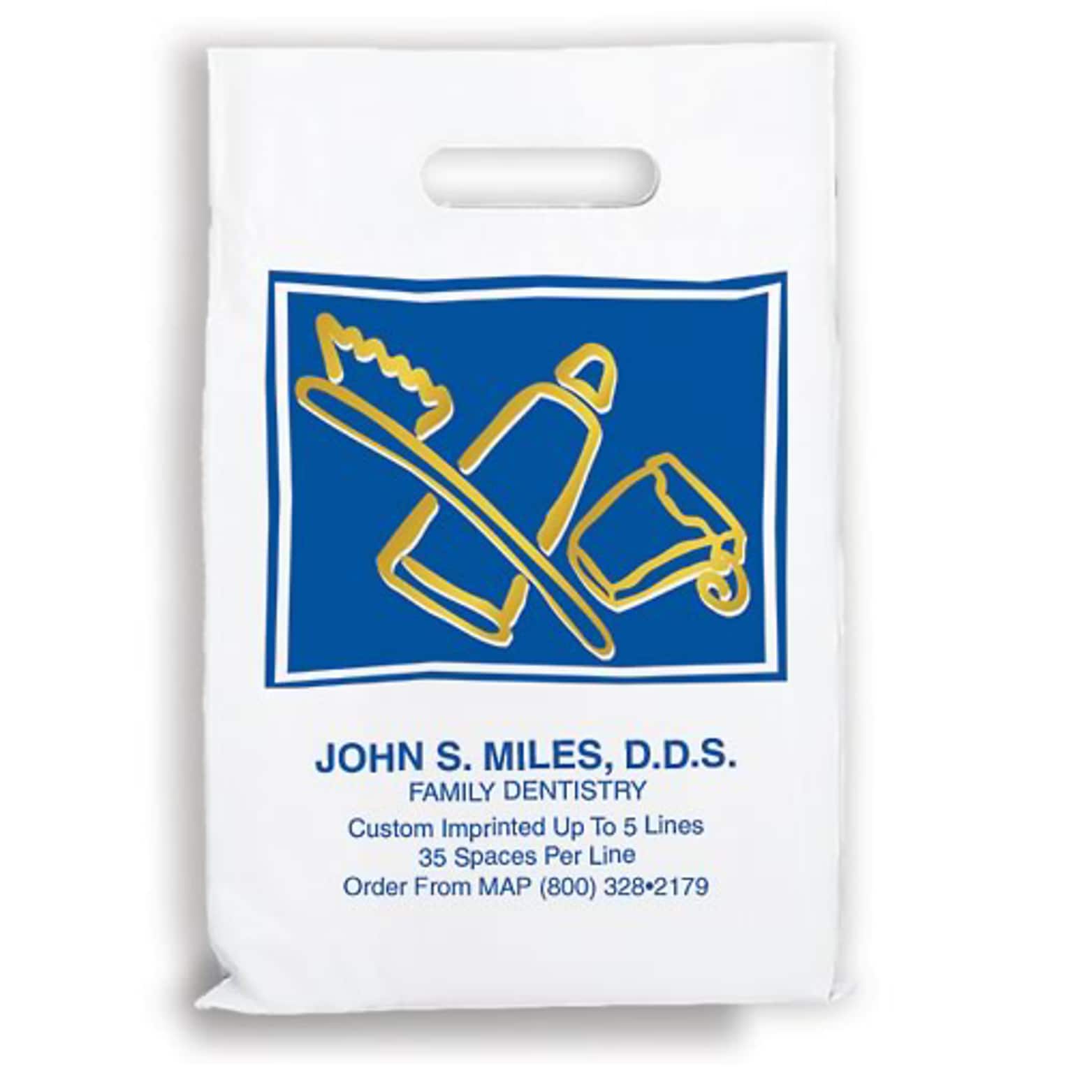 Medical Arts Press® Dental Personalized Large 2-Color Supply Bags; 9 x 13, Toothbrush/Paste/Floss, 100 Bags, (69870)