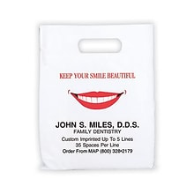 Medical Arts Press® Dental Personalized 2-Color Supply Bags; 9 x 13, Large Smile, 100 Bags, (606301