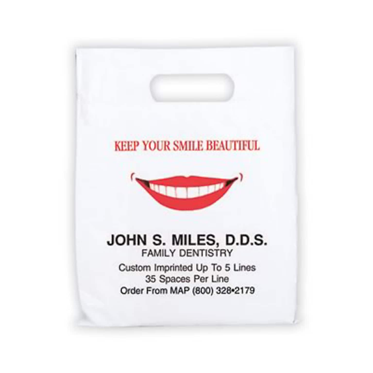 Medical Arts Press® Dental Personalized 2-Color Supply Bags; 9 x 13, Large Smile, 100 Bags, (606301)