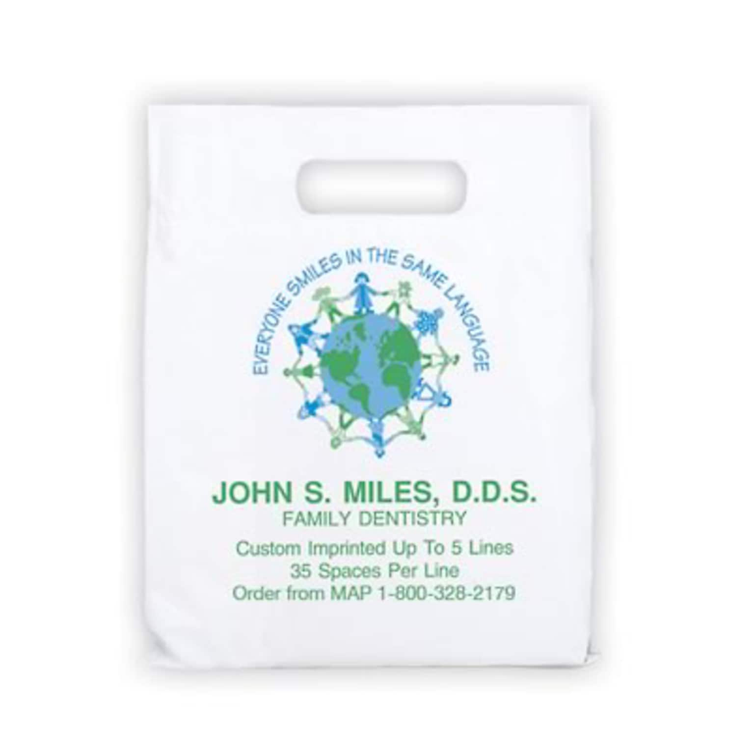 Medical Arts Press® Dental Personalized Large 2-Color Supply Bags; 9 x 13, Smiles Same Language, 100 Bags, (632851)