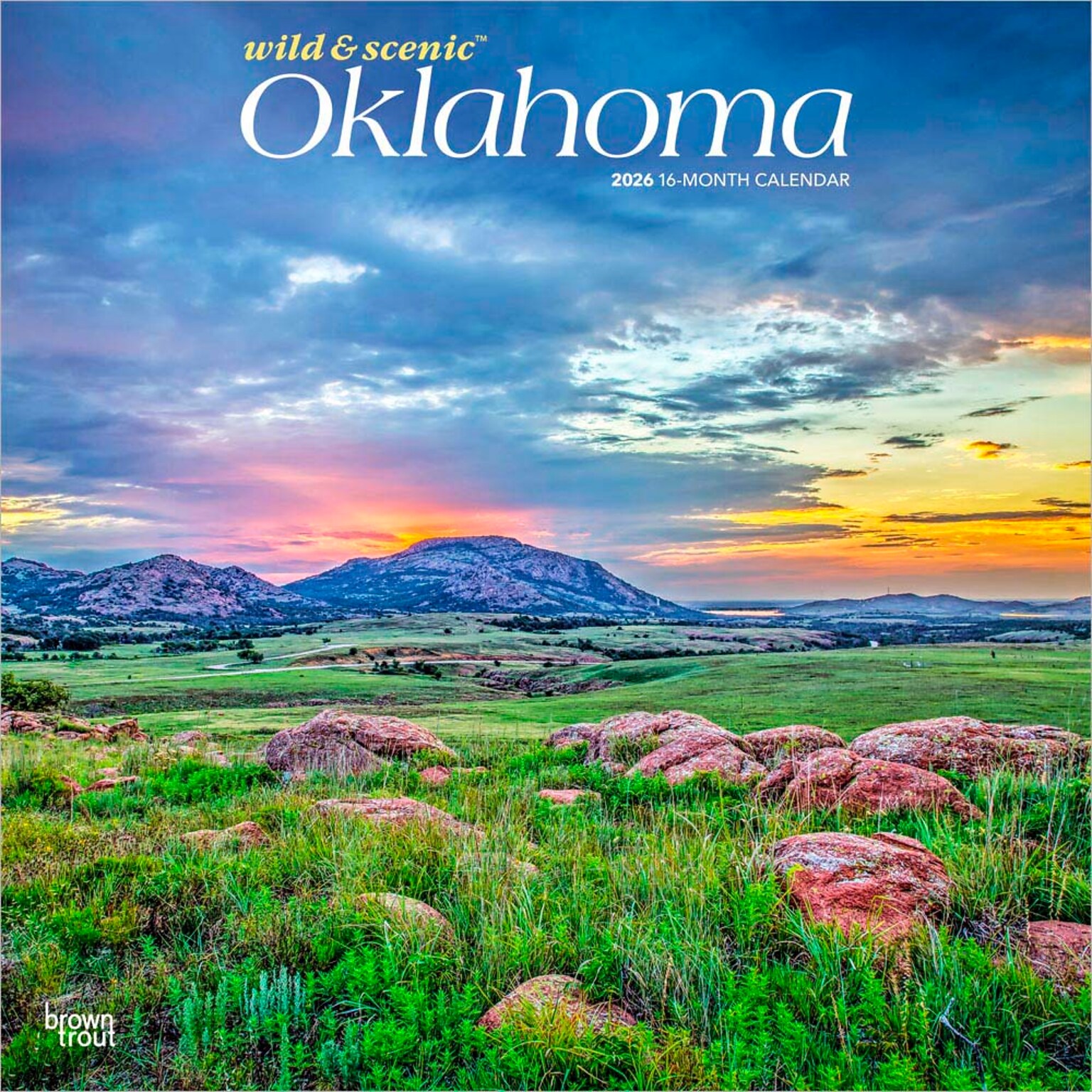 2026 BrownTrout Oklahoma Wild & Scenic 12 x 12 Monthly Wall Calendar (9798330704965)