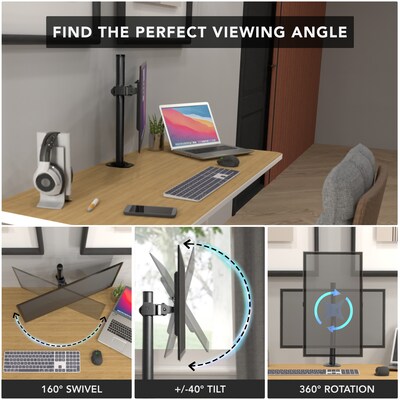 Mount-It! Adjustable Single Monitor Desk Mount, Up to 32" Monitor, Black (MI-1706BLK)