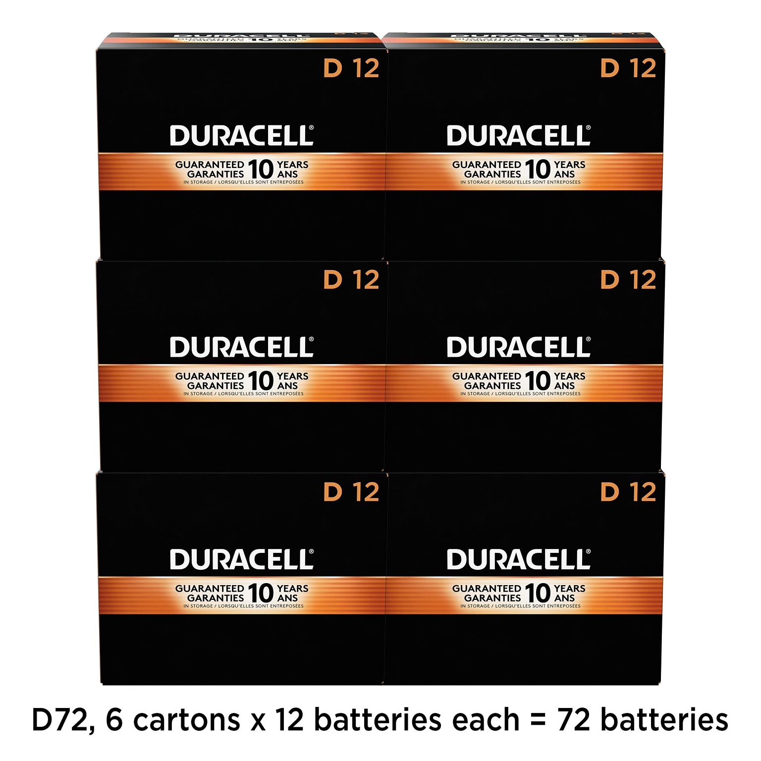 Duracell Coppertop D Alkaline Batteries, 72/Carton (MN1300)