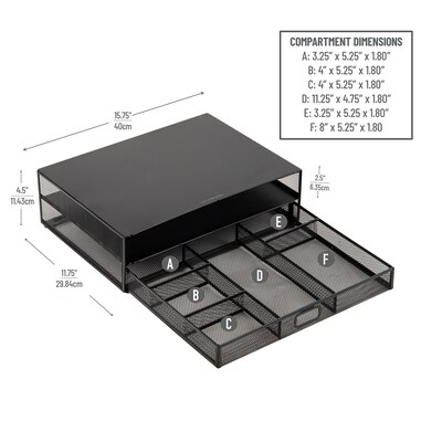 Mind Reader Monitor Stand with Office Supplies Included, Black (MONSET-BLK)
