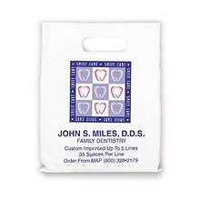Medical Arts Press® Dental Personalized Large 2-Color Supply Bags; 9 x 13, Smile Care Border, 100 B