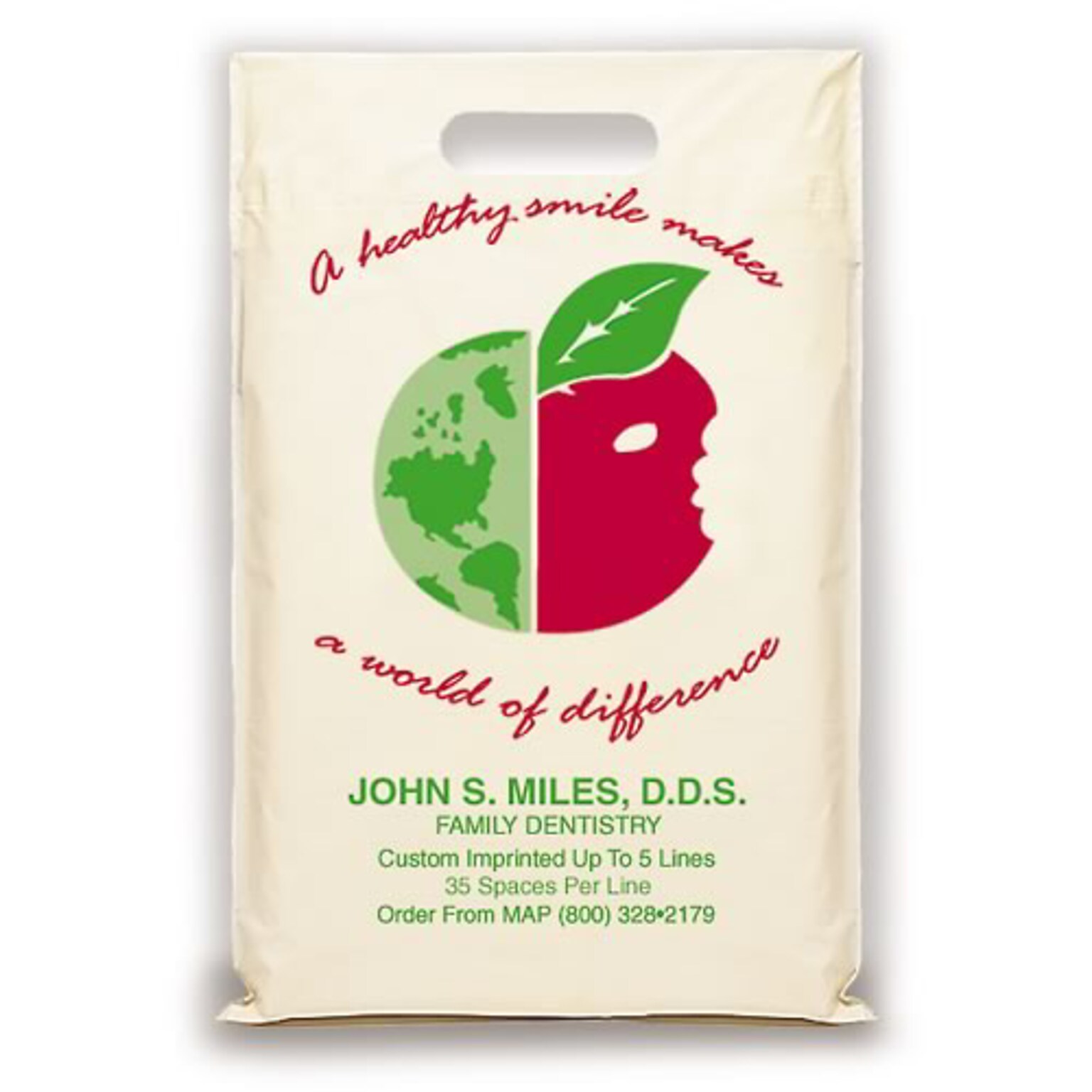 Medical Arts Press® Dental Personalized Recycled Supply Bags; 9 x 13, Healthy Smile, 100 Bags, (681741)