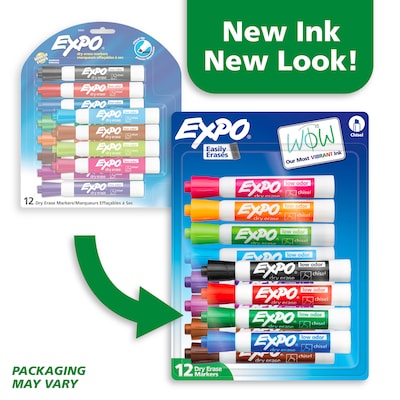 Expo Tank Dry Erase Marker, Chisel Tip, Assorted Colors, 12/Pack (80699)