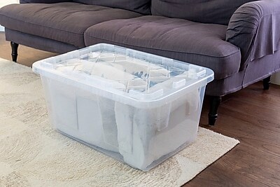 Greenmade 27 Gallon Storage Bin with Snap Lid, Plastic, Clear (781020)